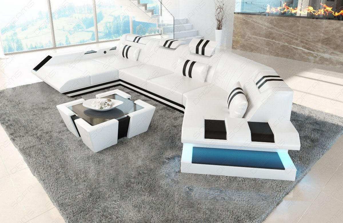 WOHNLANDSCHAFT Apollonia C - Weiß, Leder (420/78/190cm) - Sofa Dreams