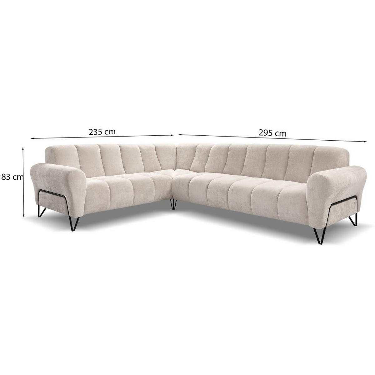 ECKSOFA Volare ohne Schlaffunktion braun links - Schwarz/Braun, Textil/Metall (295/235cm) - Beautysofa