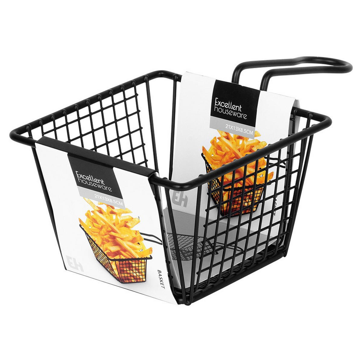 POMMES-FRITES-KORB 22 x 13 x 8 cm Schwarz - Schwarz, Metall (13/9/22cm) - Excellent Houseware