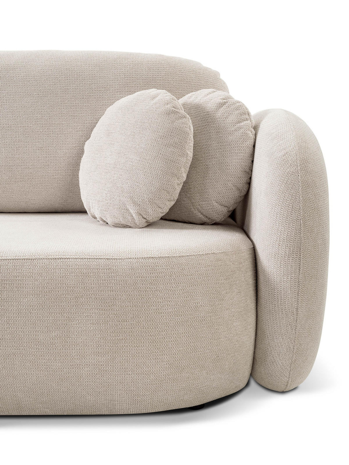 ECKSOFA AMICO L-S Creme Geflochtener Stoff mit Schlaffunktion - Creme, Holz (248/174cm) - MASSENO