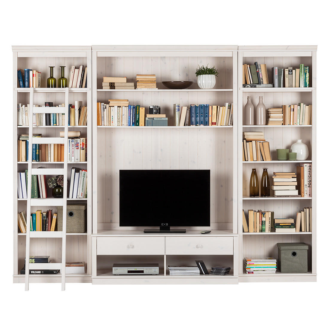 WOHWAND - Kiefer massiv, Typ A - Weiß/Kieferfarben, Holz (288/223/45cm) - home24