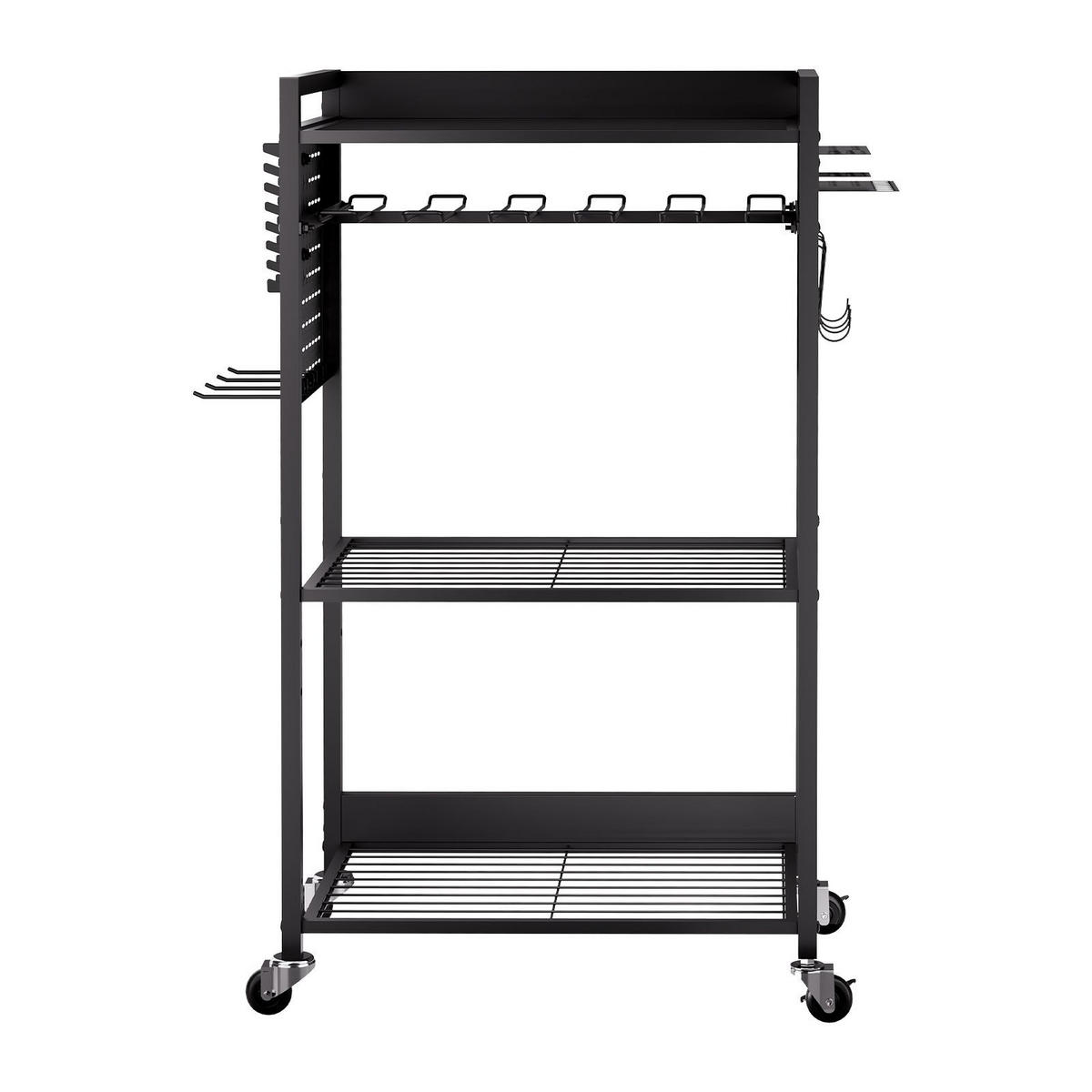 GERÄTEHALTER 4 Ebenen-Rollbarer Bohrmaschinenhalter 68kg Tragkraft Schwarz - Schwarz, Metall (10/10/10cm) - Raelunyi