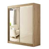 SCHWEBETÜRENSCHRANK Venus 120 cm mit Spiegel 2-türig, Eiche sonoma, lacobel weiß - Weiß/Sonoma Eiche, Kunststoff (120/215/61cm) - Margaret Hadas24