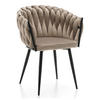 STUHL LATINA gepolstert mit Steppung - dunkelbeige - Samt Velours - Beige/Schwarz, Textil/Metall (60/83/55cm) - NEW HOME