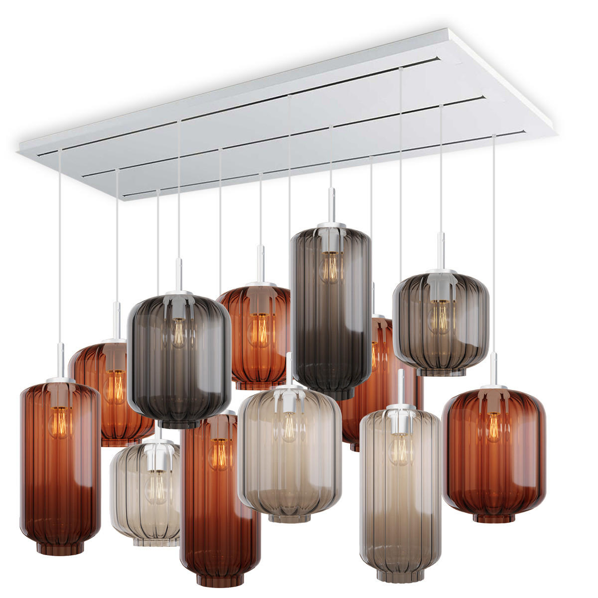 HÄNGELEUCHTE Velo 12-flammig Mehrfarbig Ø 18/20/25cm - Multicolor/Weiß, Glas (25/25/27cm) - s.luce