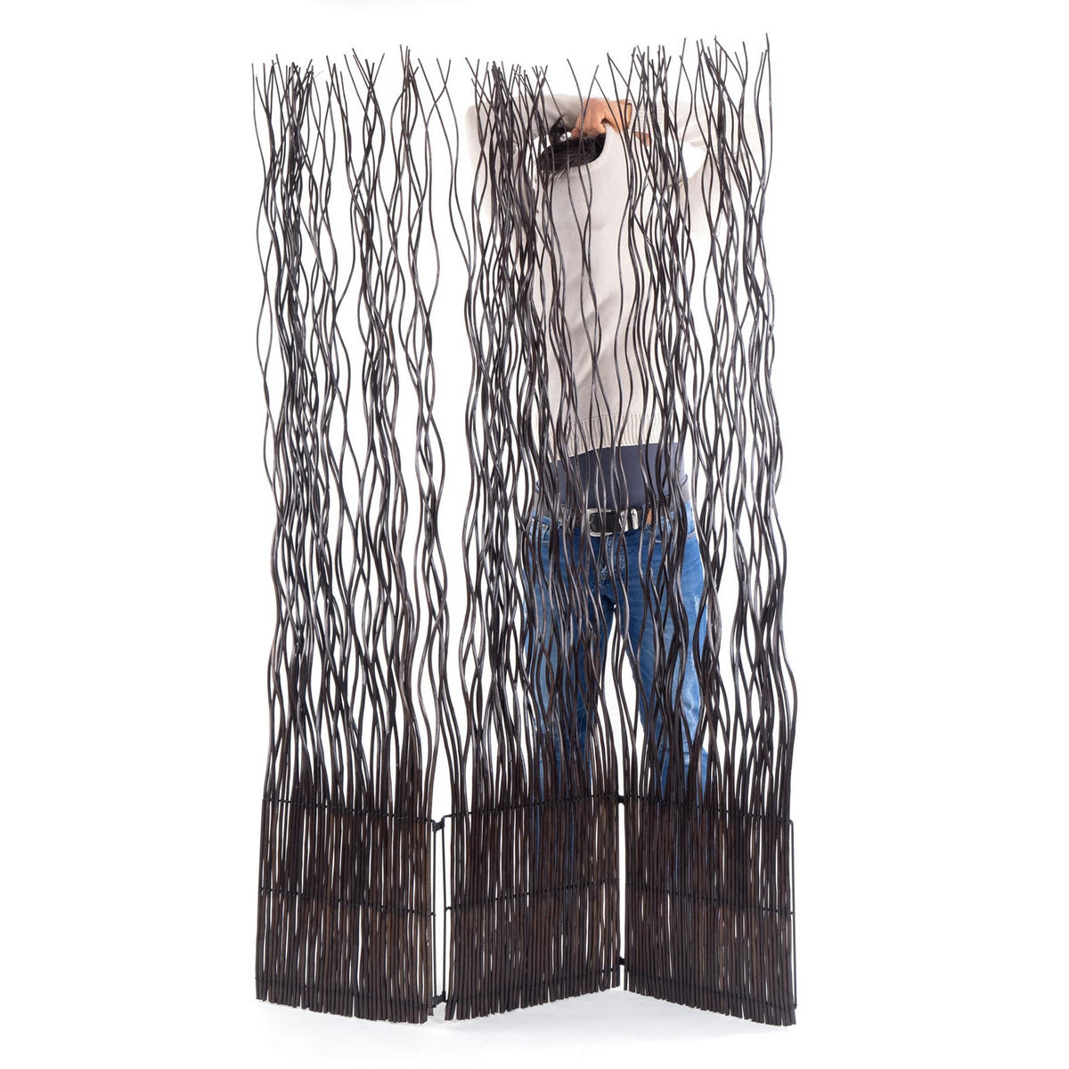 PARAVENT Wave 3 Weidenzweige braun - Braun, Naturmaterialien (120/170/6cm) - DESIGN DELIGHTS