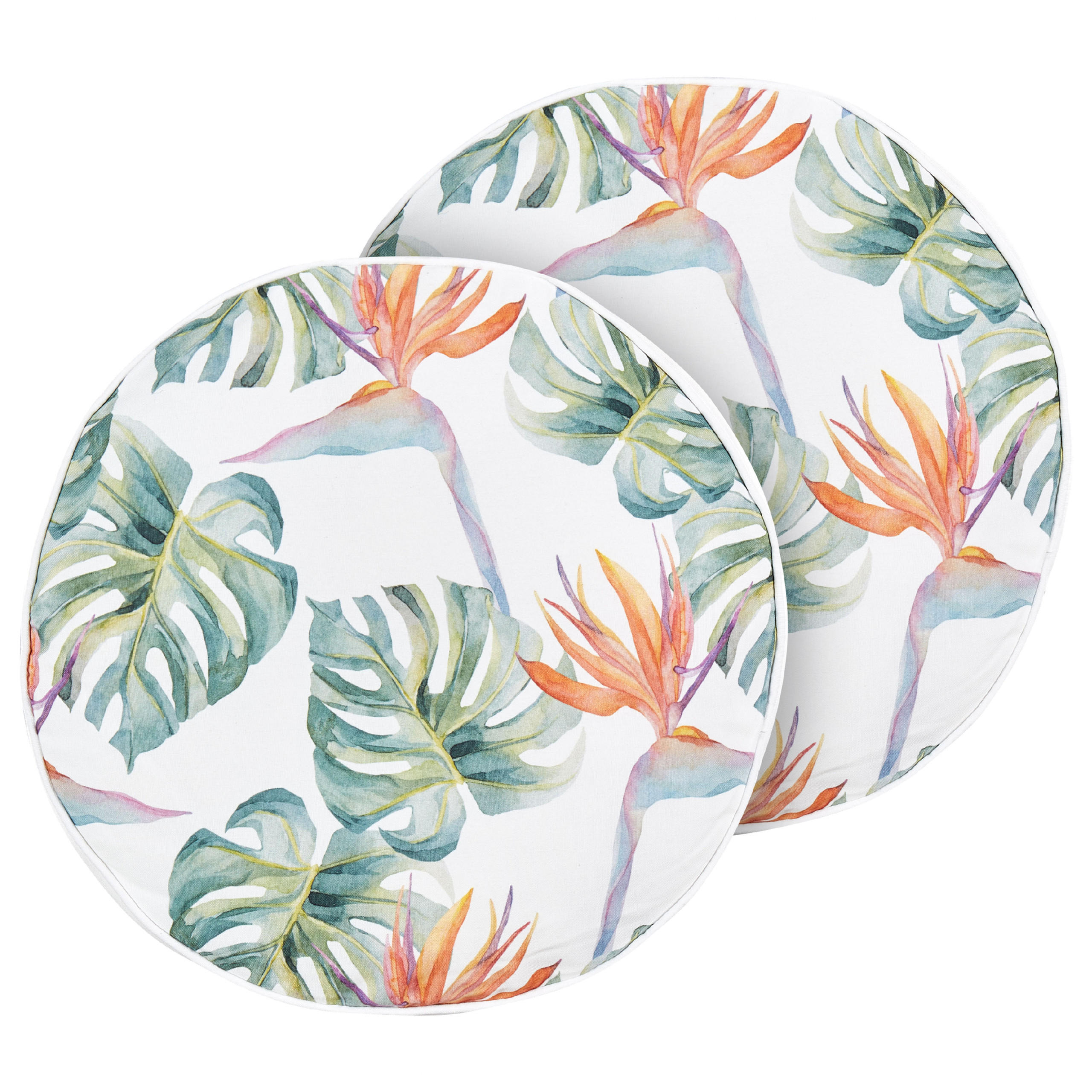 GARTENKISSEN 2er-Set Blattmotiv mehrfarbig 40 cm Torrazzo - Multicolor, Textil (40/40cm) - Beliani