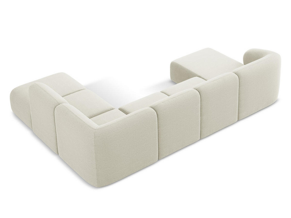 WOHNLANDSCHAFT Bouclé Stoff Beige - Sandfarben/Schwarz, Holzwerkstoff/Kunststoff (325/75/236cm) - Makamii