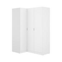 ECKKLEIDERSCHRANK Holz-Effekt Weiß 90.5x133h184 - Weiß, Holzwerkstoff (133/184/90.5cm) - DMORA