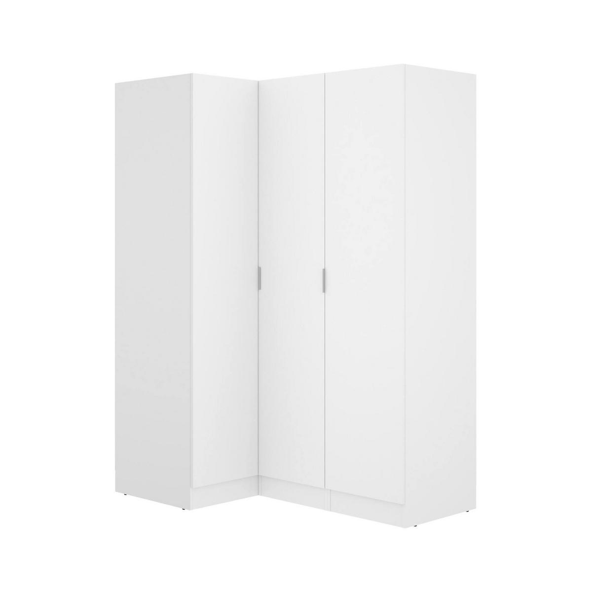 ECKKLEIDERSCHRANK Holz-Effekt Weiß 90.5x133h184 - Weiß, Holzwerkstoff (133/184/90.5cm) - DMORA