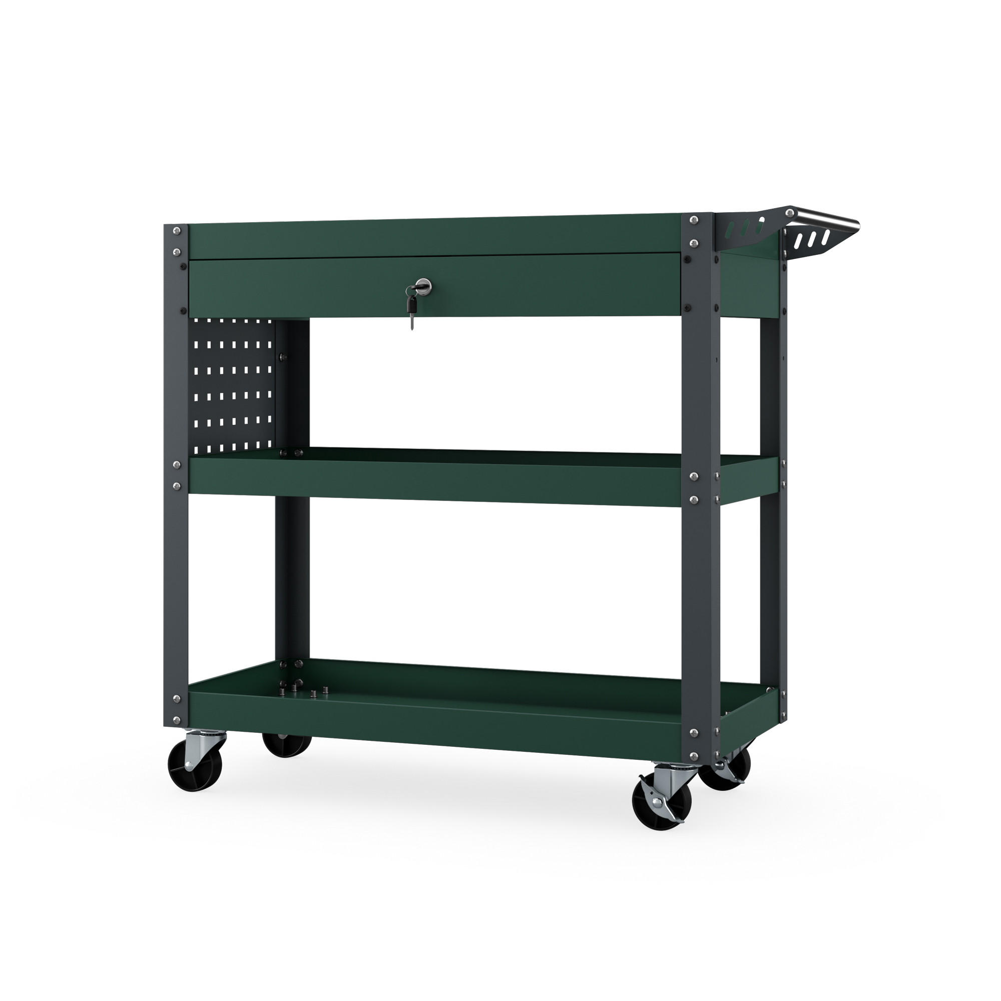 WERKSTATT-WERKZEUGWAGEN FRED 80x80x38 cm - Grün, Metall (80/80/38cm)