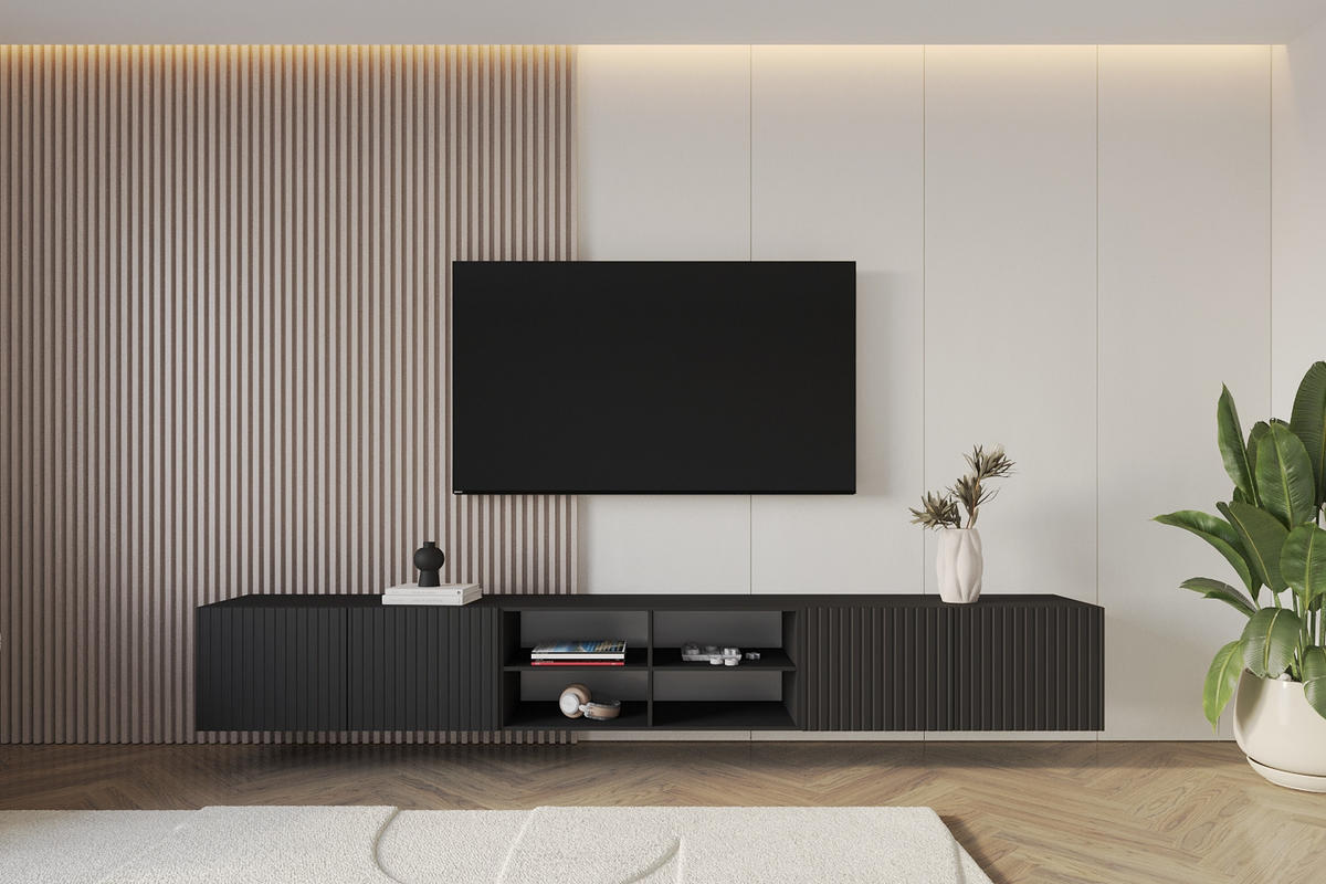 LOWBOARD KITO-W 3x100x40x41 cm - Schwarz - Schwarz, Holzwerkstoff (300/40/41cm) - ALTDECOR