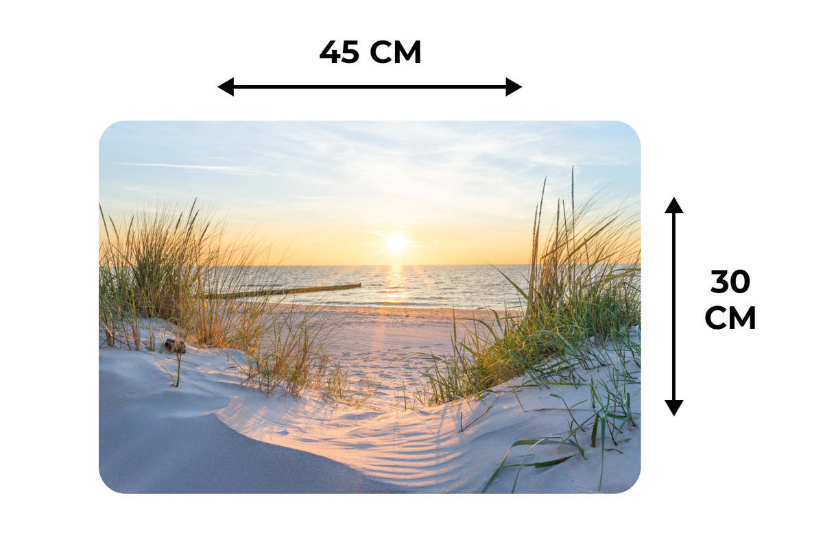 PLATZSETS 6er-Set Strand - Sonne - Düne - Gras - Sand - Horizont 45x30 cm - Sandfarben, Kunststoff (0.3/45/30cm) - MuchoWow