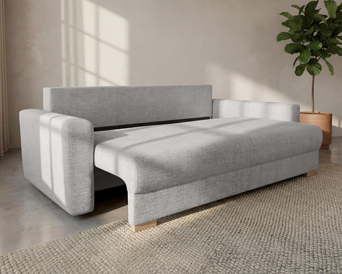 3-SITZER-SCHLAFSOFA ELMA mit Bettfunktion, grau - Grau, Holz (92.5/79/230cm) - Homesy