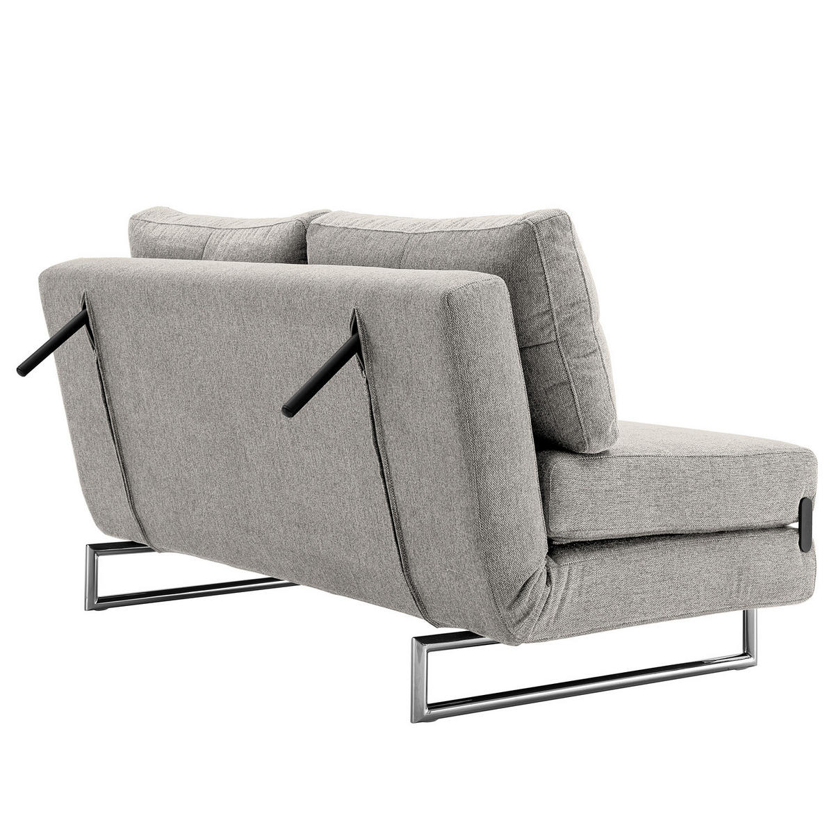 SCHLAFSOFA - Webstoff - Chromfarben/Hellgrau, Textil/Metall (150/85/88cm) - home24