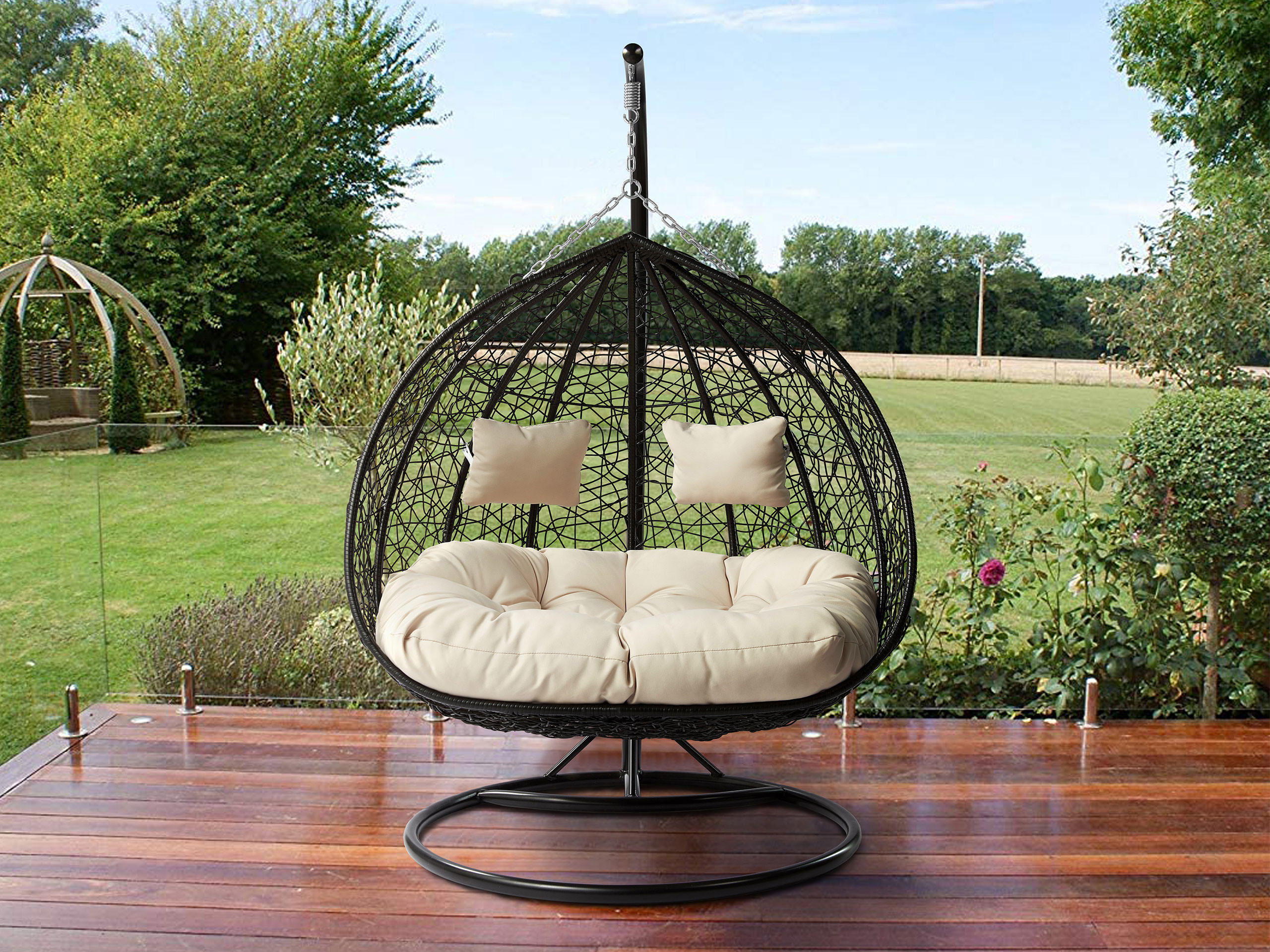 HÄNGESESSEL Olivia - Beige, Metall (132/200/120cm) - MIRJAN24