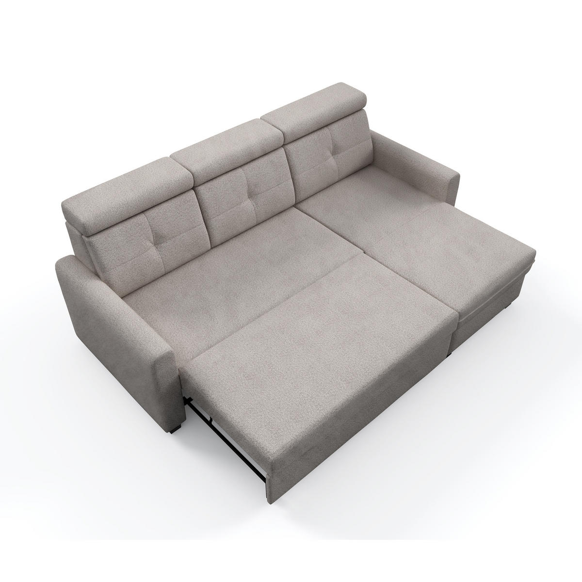 ECKSCHLAFSOFA Milano, Beige, rechts - Beige/Schwarz, Textil (217/166cm) - Beautysofa