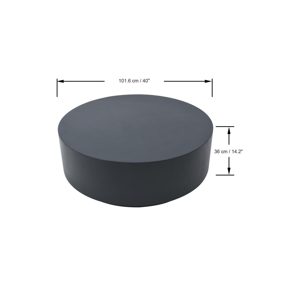 COUCHTISCH ROME Groß aus Beton 101 x 101 x 36 cm - Schwarz, Naturmaterialien (101/101/36cm) - Elementi
