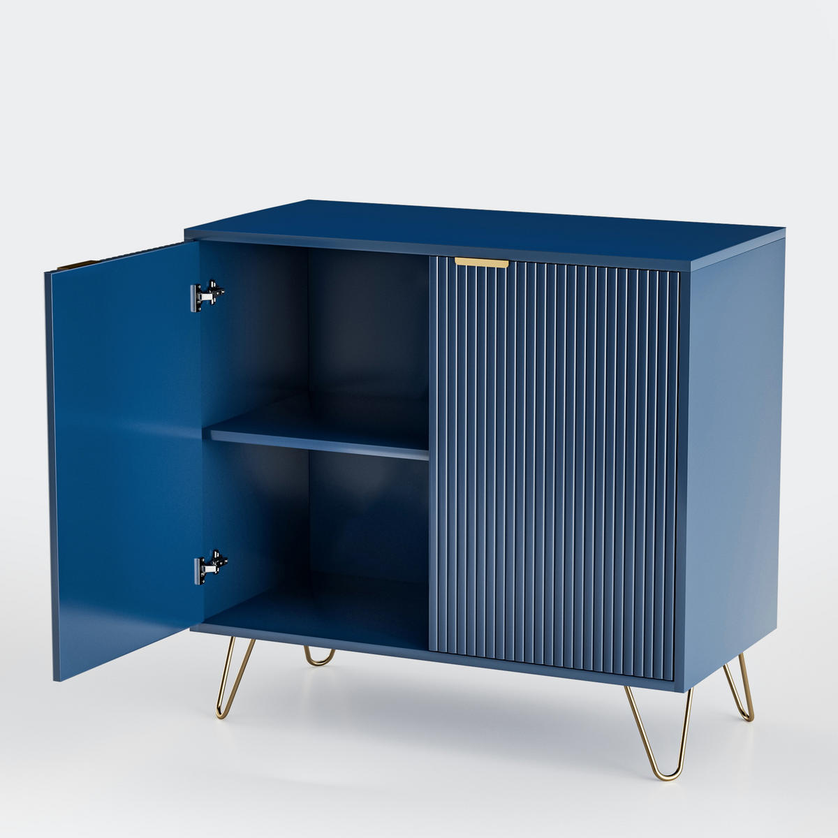 SIDEBOARD Marineblau Küchenschrank mit 2 Türen - Blau, Holz (40/78/80cm)