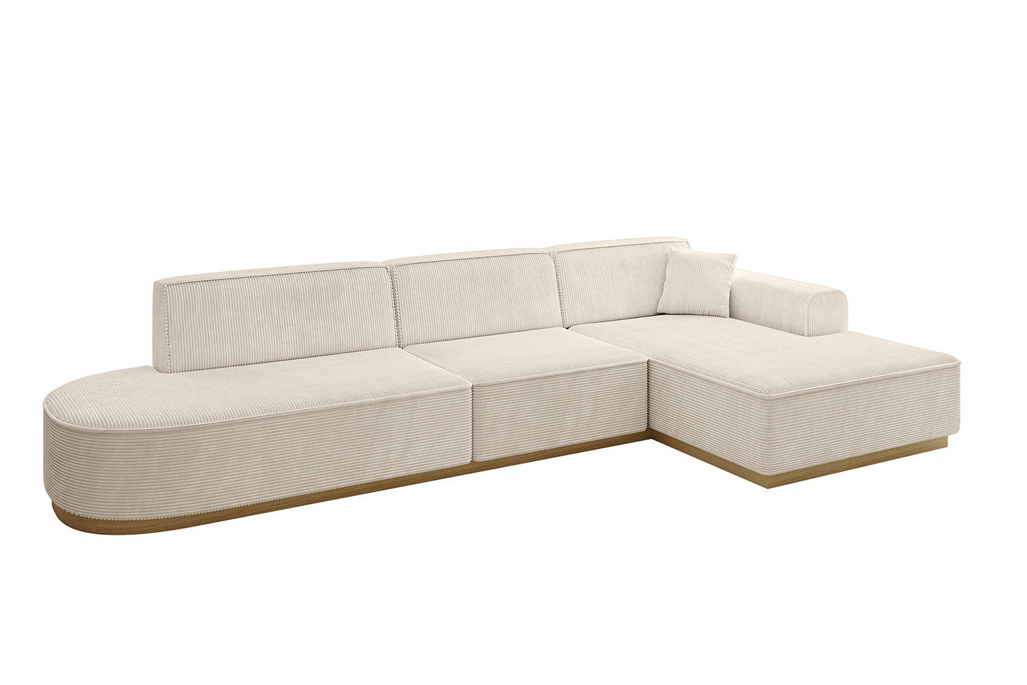 ECKSOFA Ottomane Rechts IREA-L2-v2 - 327x165x80 cm Beige - Beige, Holzwerkstoff/Textil (327/165cm) - ALTDECOR