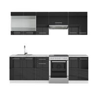 KÜCHENZEILE Fame-Line Anthrazit 240 cm ohne AP - Anthrazit/Weiß, Holzwerkstoff (240/81.6/46cm) - Vicco