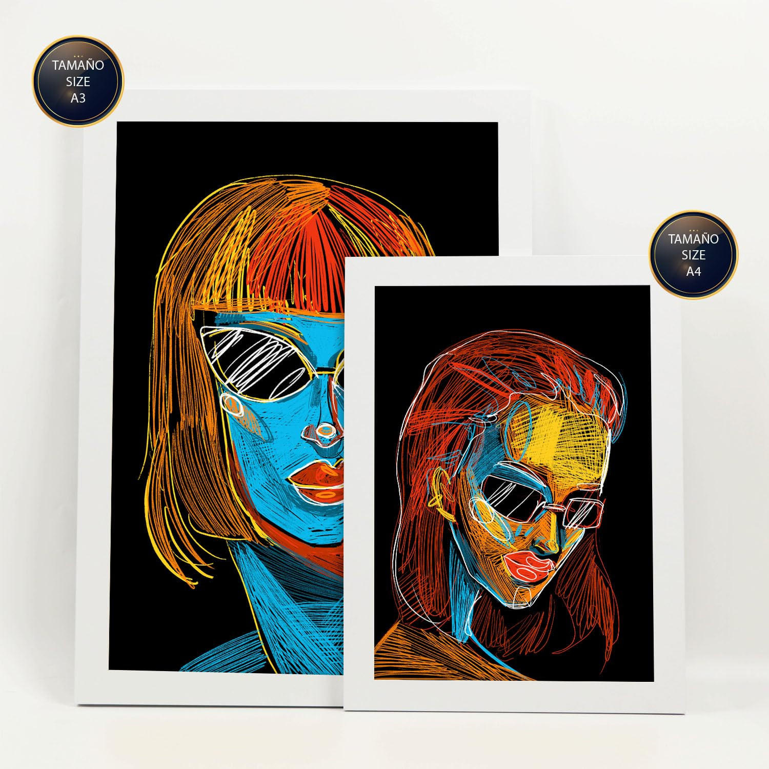 POSTER Set Mit 6 Schönheitstöne 3 In Weibliche Zusammenfassung Ästhetische Dekorative Gemälde Für Ihr Wohnzimmer Zuhause A3 & A4 Weißer Rahmen - Weiß, Papier (29/3cm) - Nacnic