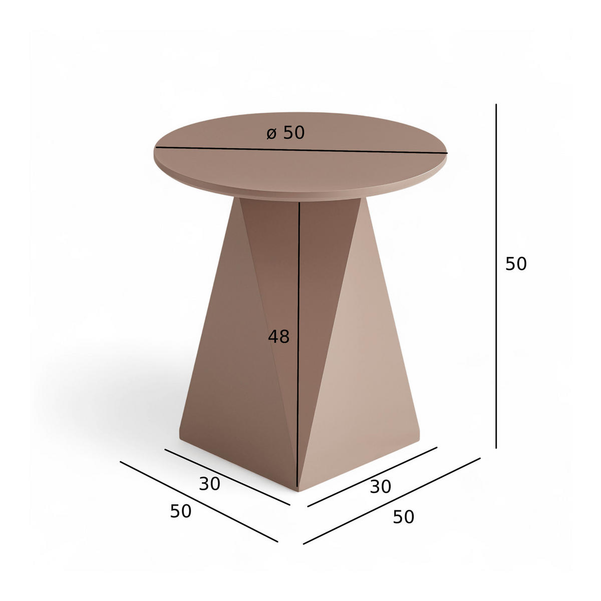 COUCHTISCH rund Mocha Mousse 50/50/50 cm - Hellbraun/Rotbraun, Holzwerkstoff (50/50/50cm) - Furnhouse
