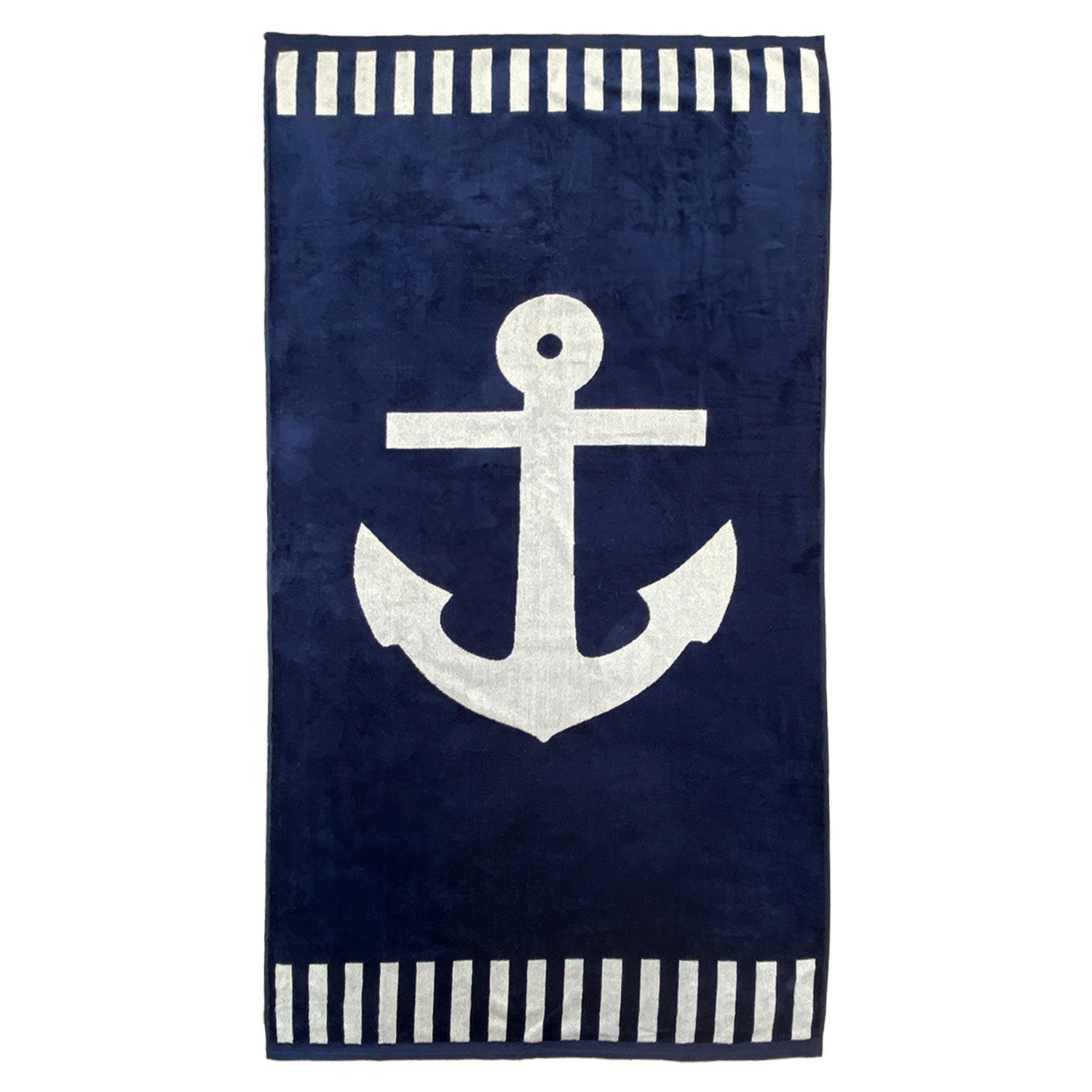 STRANDTUCH Frottee Samt Jacquard Blau 100x175 470g/m² - Houston - Blau, Textil (100/175cm) - LE COMPTOIR DE LA PLAGE