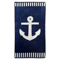 STRANDTUCH Frottee Samt Jacquard Blau 100x175 470g/m² - Houston - Blau, Textil (100/175cm) - LE COMPTOIR DE LA PLAGE