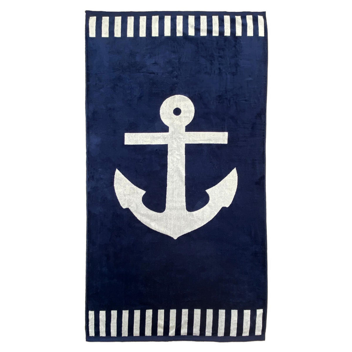 STRANDTUCH Frottee Samt Jacquard Blau 100x175 470g/m² - Houston - Blau, Textil (100/175cm) - LE COMPTOIR DE LA PLAGE
