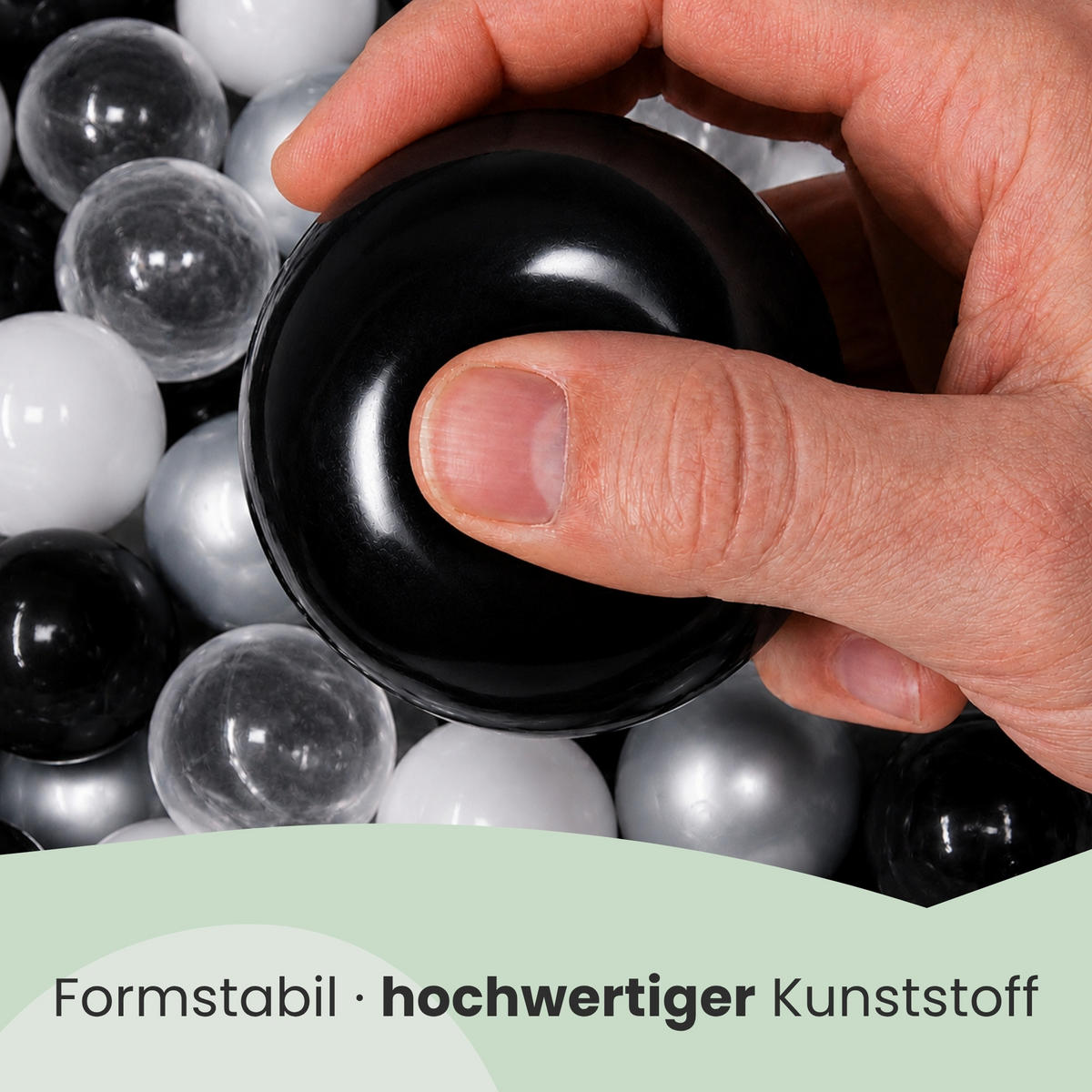 BÄLLEBAD-BÄLLE 200 Stück, Schwarz/Grau/Weiß/Transparent, 5.5 cm - Schwarz, Kunststoff (5.5/5.5/1cm) - Littletom