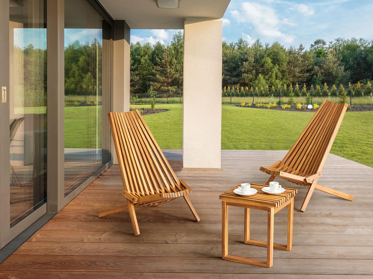 GARTENTISCH 40/40 cm Massivholz Heller Holzfarbton Bellano - Hellbraun, Holz (35/40/44cm) - Beliani