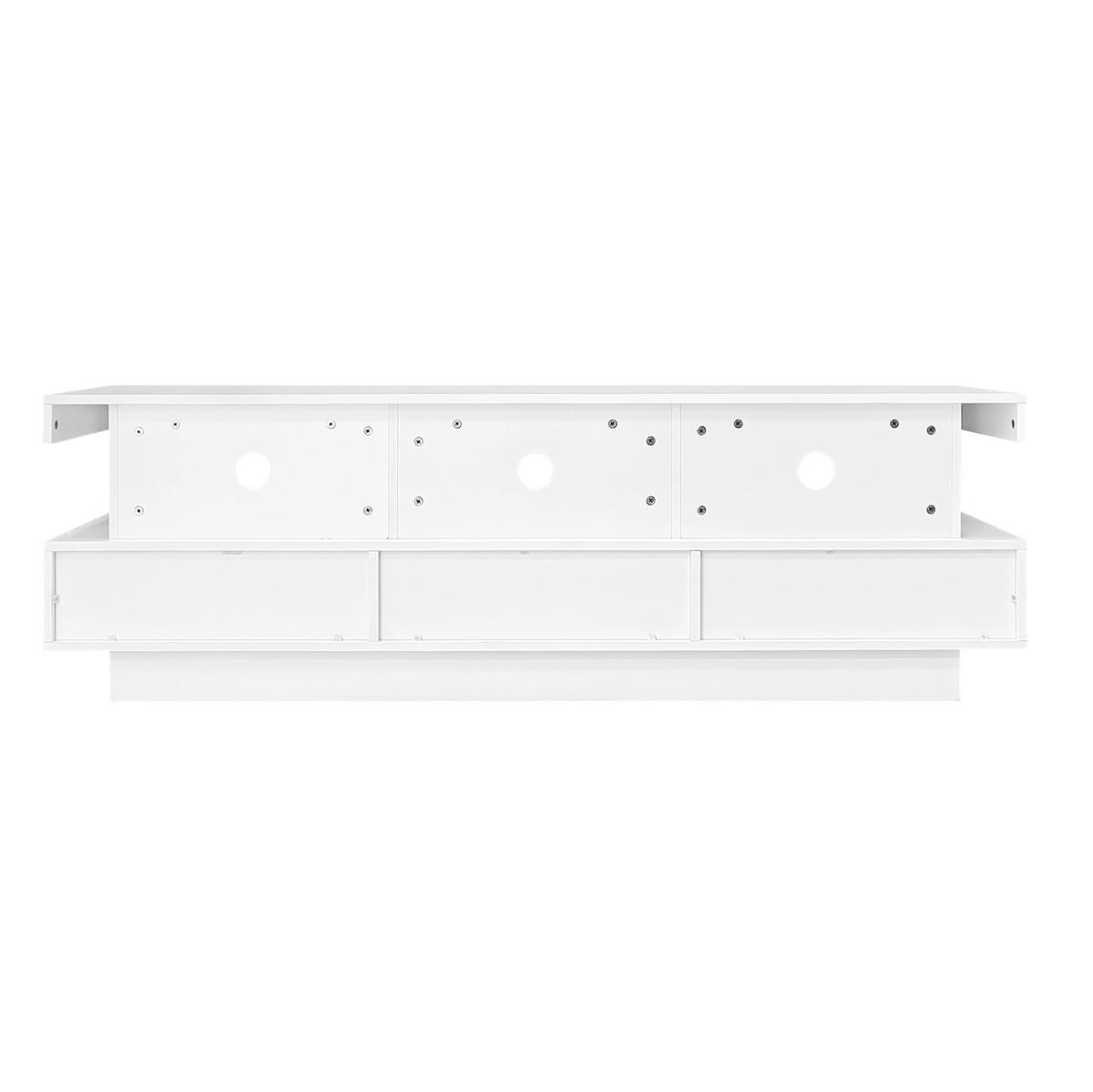 TV-LOWBOARD aus Spanplatte 160x38x50,5 cm Weiß Hochglanz mit LED-Beleuchtung und 3 Glasfächern - Weiß, Holzwerkstoff (160/50.5/38cm) - IVMEU