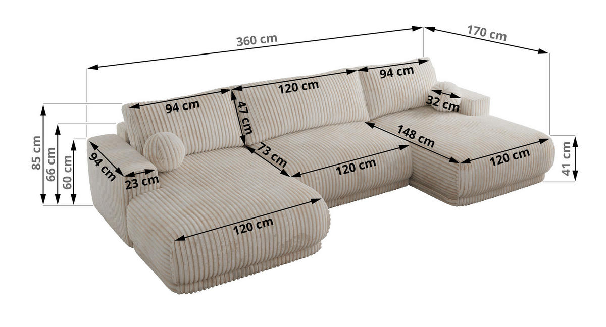 SEDACIA SÚPRAVA RINA U Béžová Menčester - čierna/béžová, textil/plast (360/85/170cm) - MKS