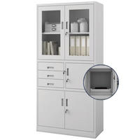 VITRINENSCHRANK abschließbar GEDO mit Tresor 185x90x40cm Grau - Grau, Metall (90/185/40cm) - DELUKE