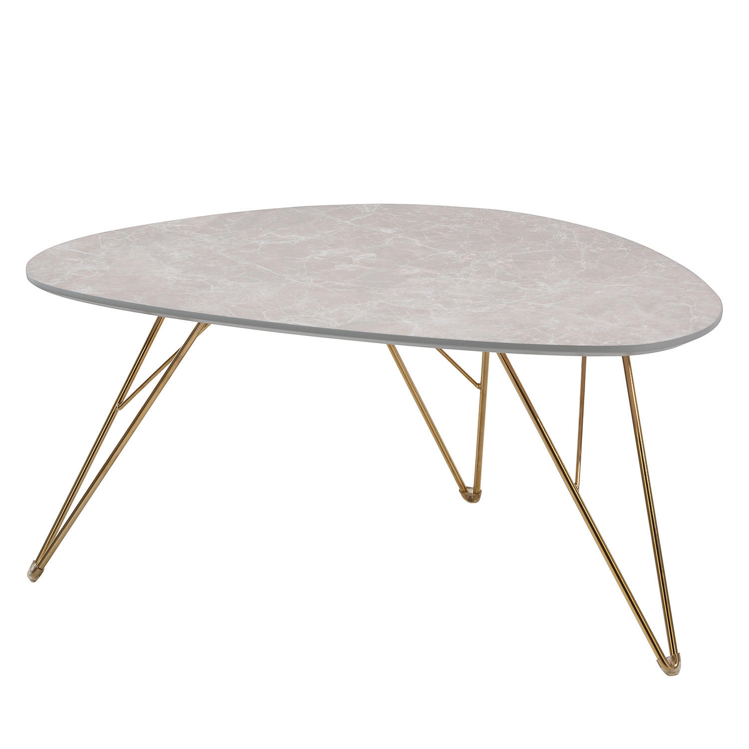 COUCHTISCH - Marmor Hellgrau Dekor / Gold - Hellgrau, Holzwerkstoff/Metall (60/90/42cm) - home24
