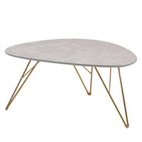 COUCHTISCH - Marmor Hellgrau Dekor / Gold - Hellgrau, Holzwerkstoff/Metall (60/90/42cm) - home24