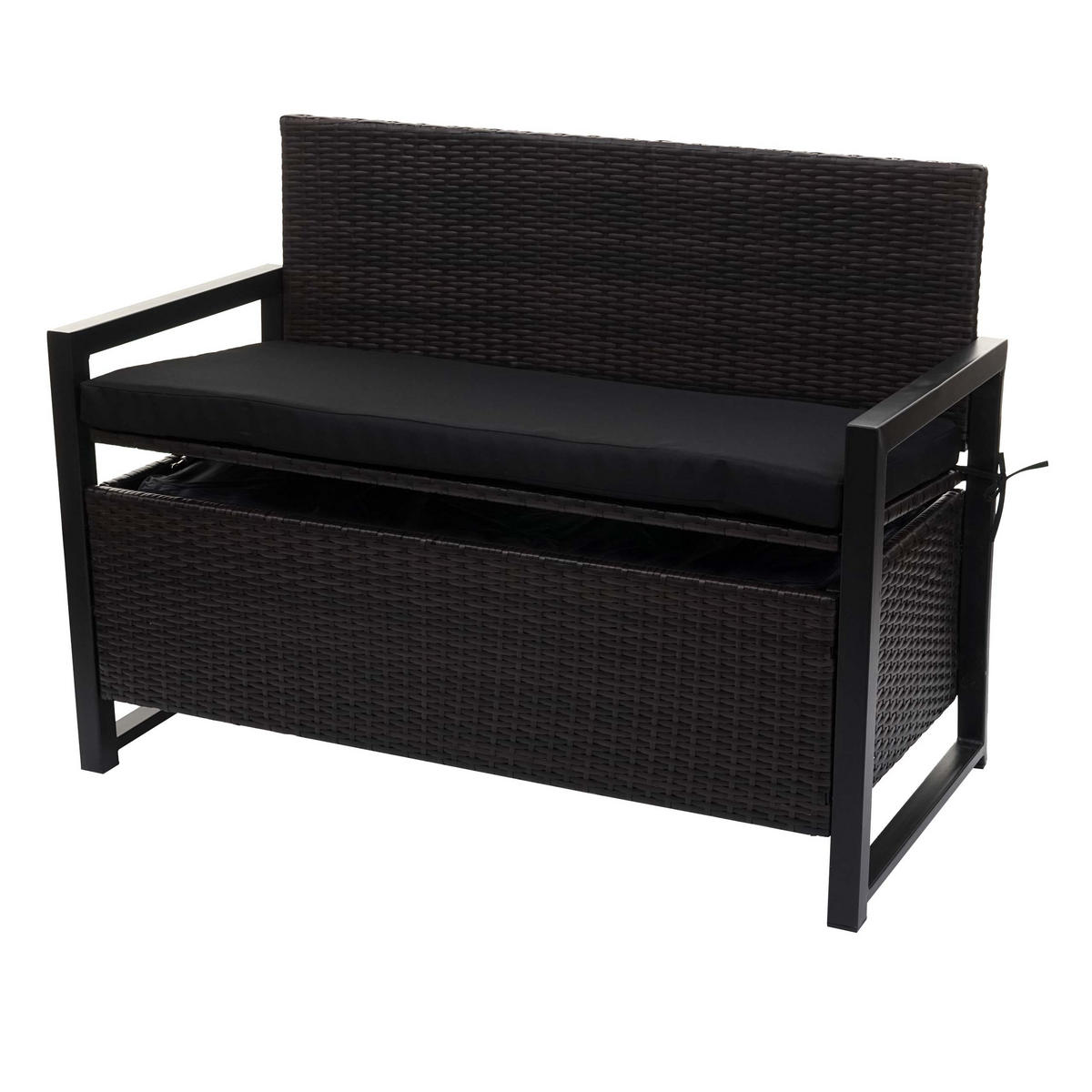 POLY-RATTAN 2ER SITZBANK Braun, Schwarz - Schwarz/Braun, Kunststoff (117/87/57cm) - MCW