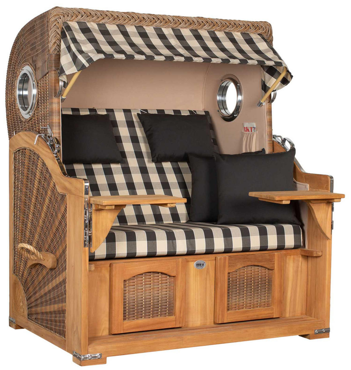 STRANDKORB XXL Düne Grande Teak Banana - Braun/Grau, Metall (142/170/95cm) - Mr. Deko