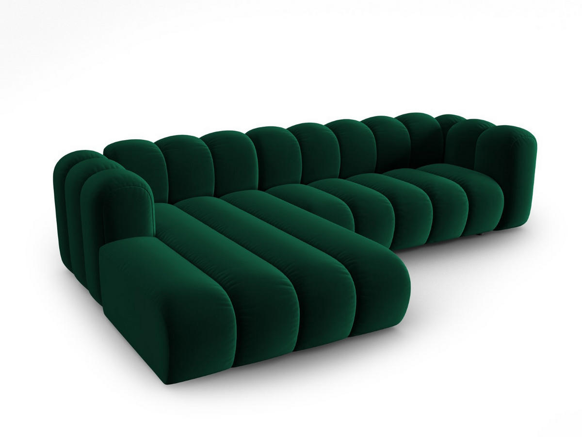 ECKSOFA modular links Lupine aus Samt flaschengrün 4 Sitzplätze - Dunkelgrün, Textil (177/290cm) - Micadoni