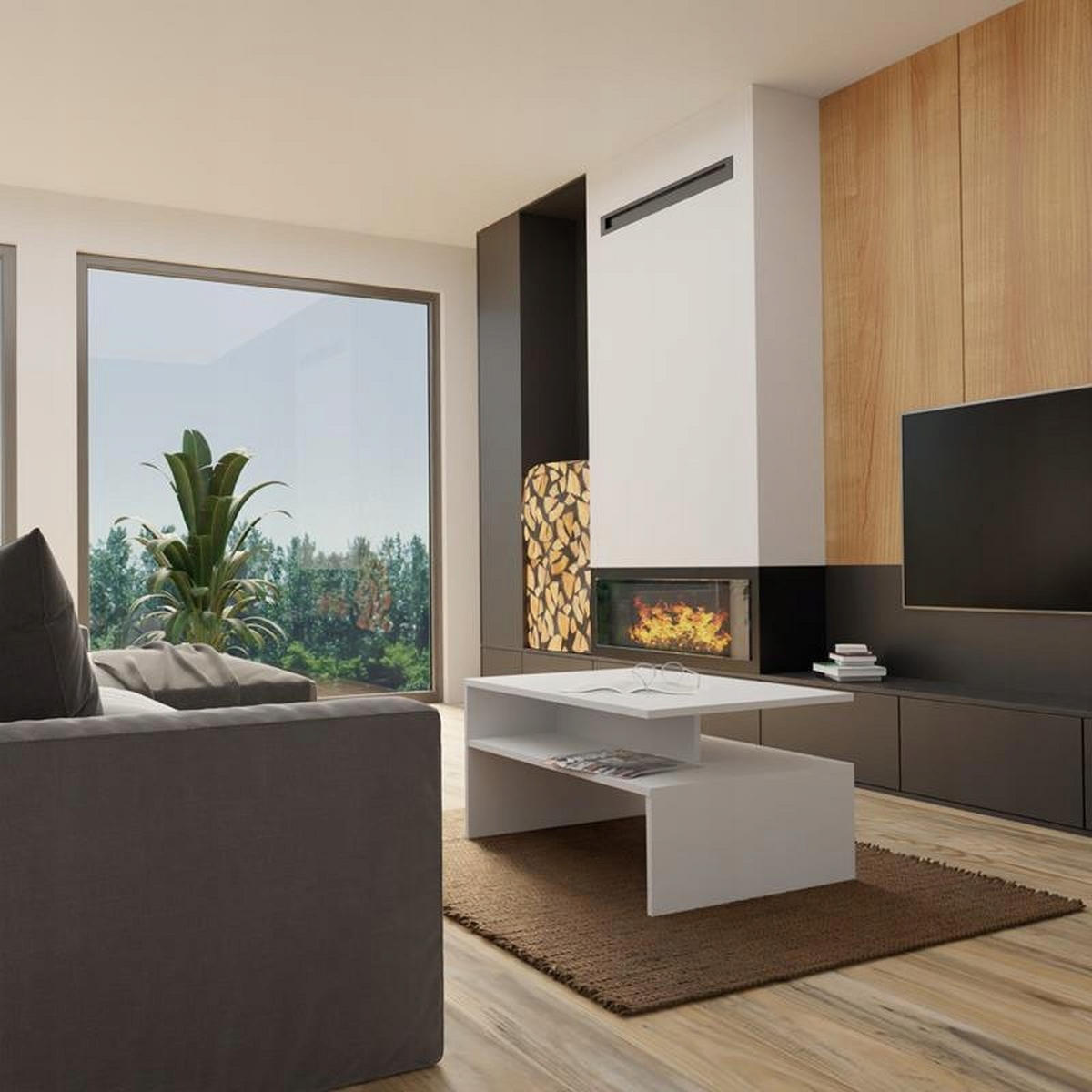 COUCHTISCH BOSTON EX3 Weiß 90/60/45 cm - Weiß, Holzwerkstoff (60/90/45cm) - Matkam Möbel