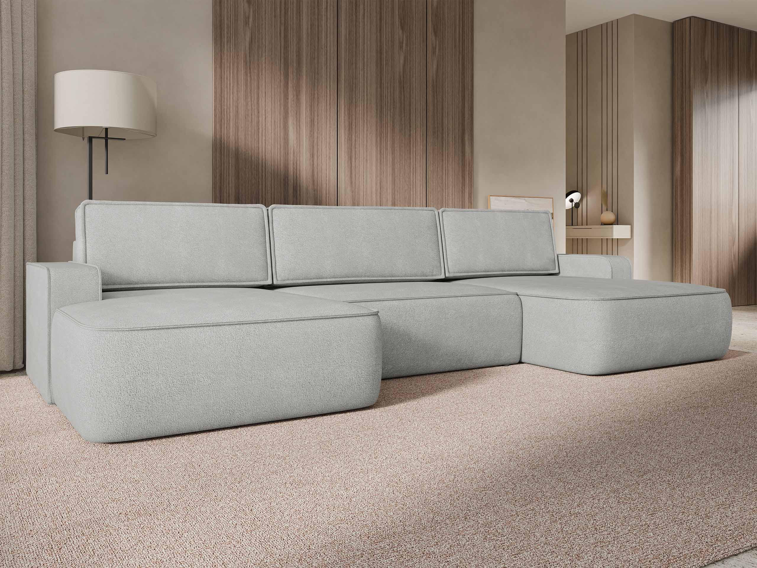 WOHNLANDSCHAFT Mono U - Hellgrau/Schwarz, Holz/Kunststoff (364/87/168cm) - MIRJAN24