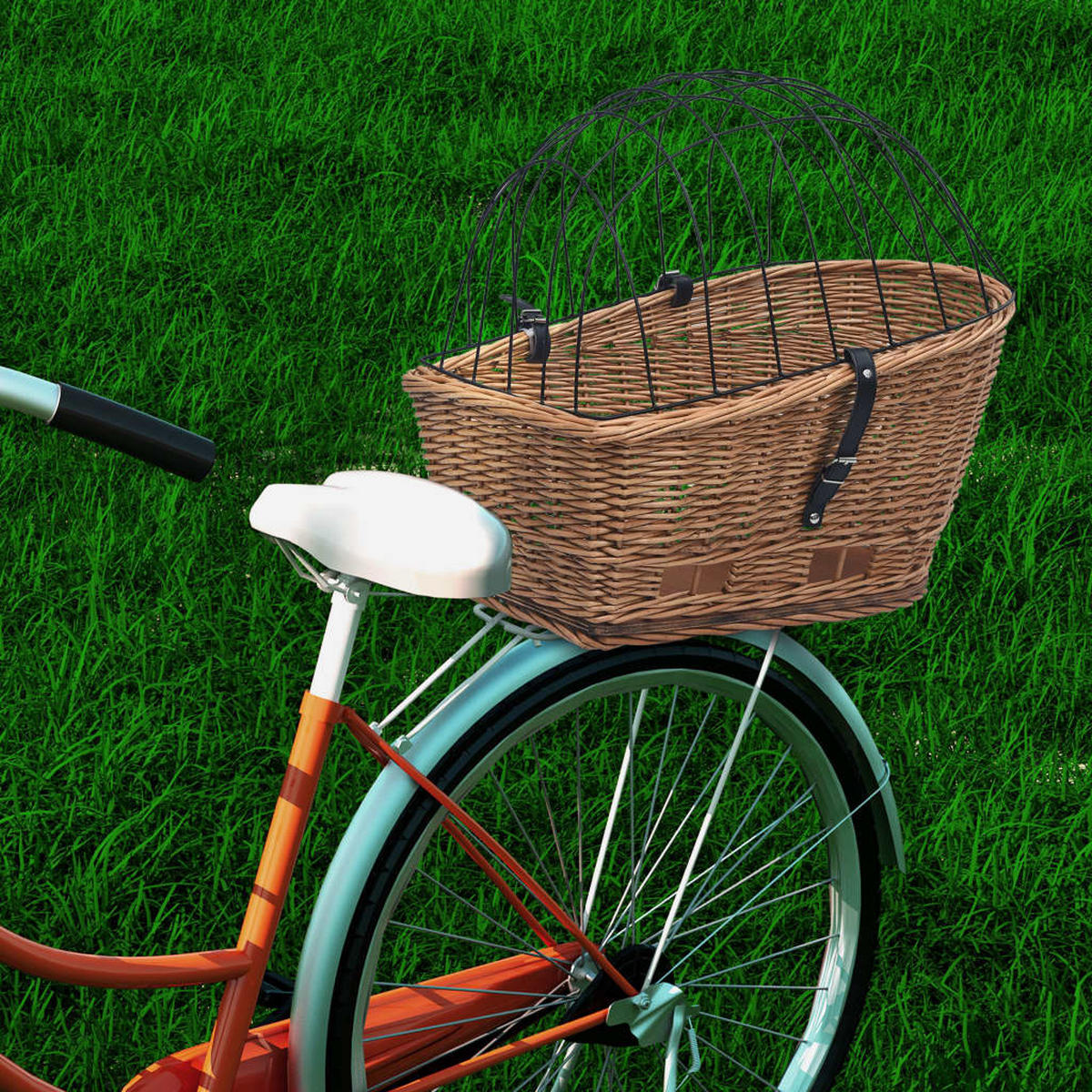 FAHRRADKORB Gepäckträger Mit Deckel 55/31/36 Cm Natur Weide - Braun, Naturmaterialen (31/26/55cm) - vidaXL