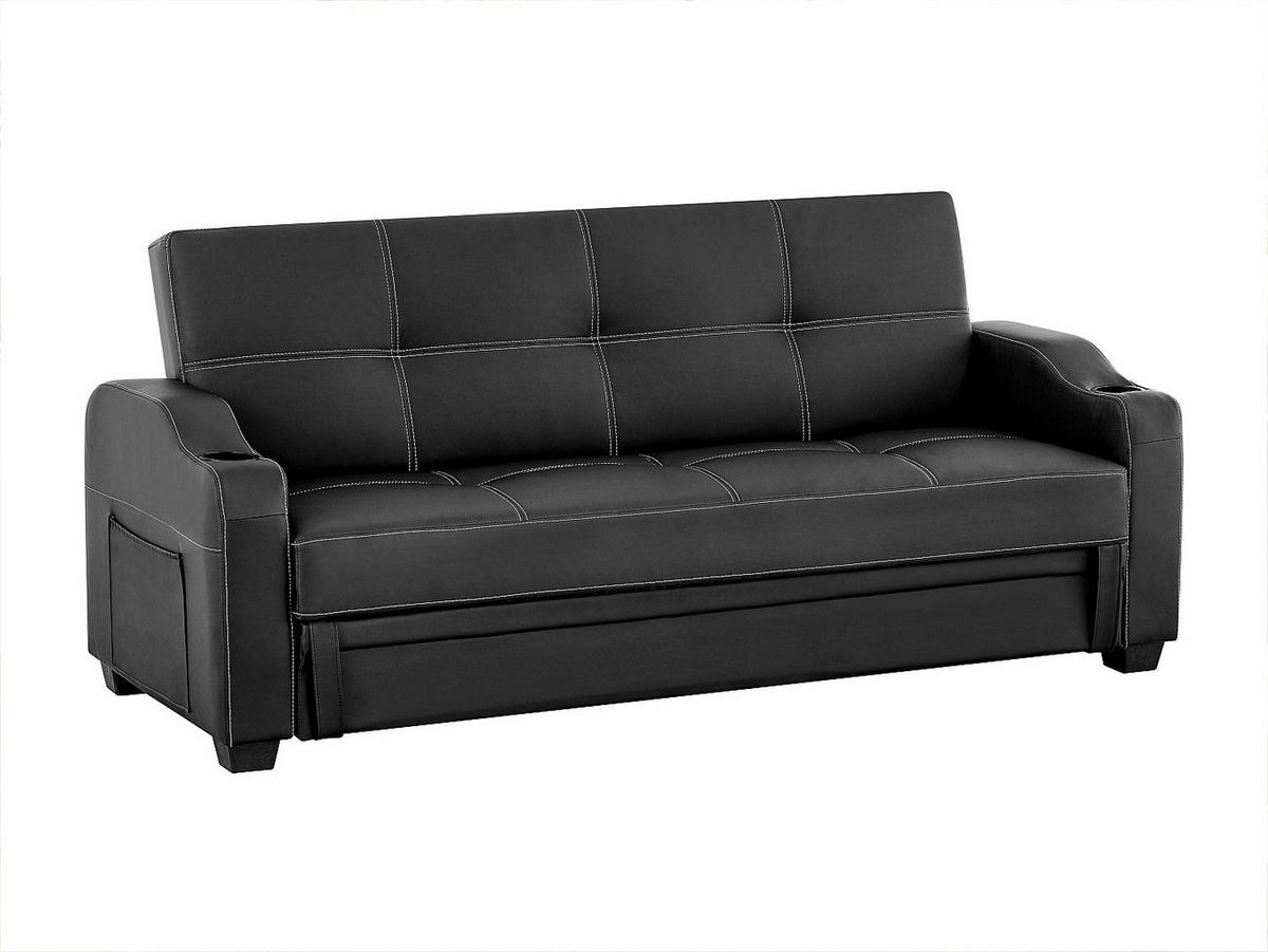 SCHLAFSOFA - 3 Personen - Kunstleder - Schwarz - - Schwarz, Leder (197/83/89cm) - Vente-Unique