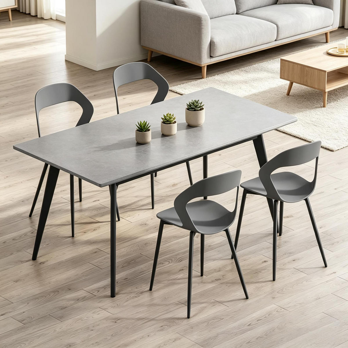 STUHL-SET DE-36242 4 Stück mit PP-Sitz Grau - Grau, Metall (44/83/51cm) - ComfortXL