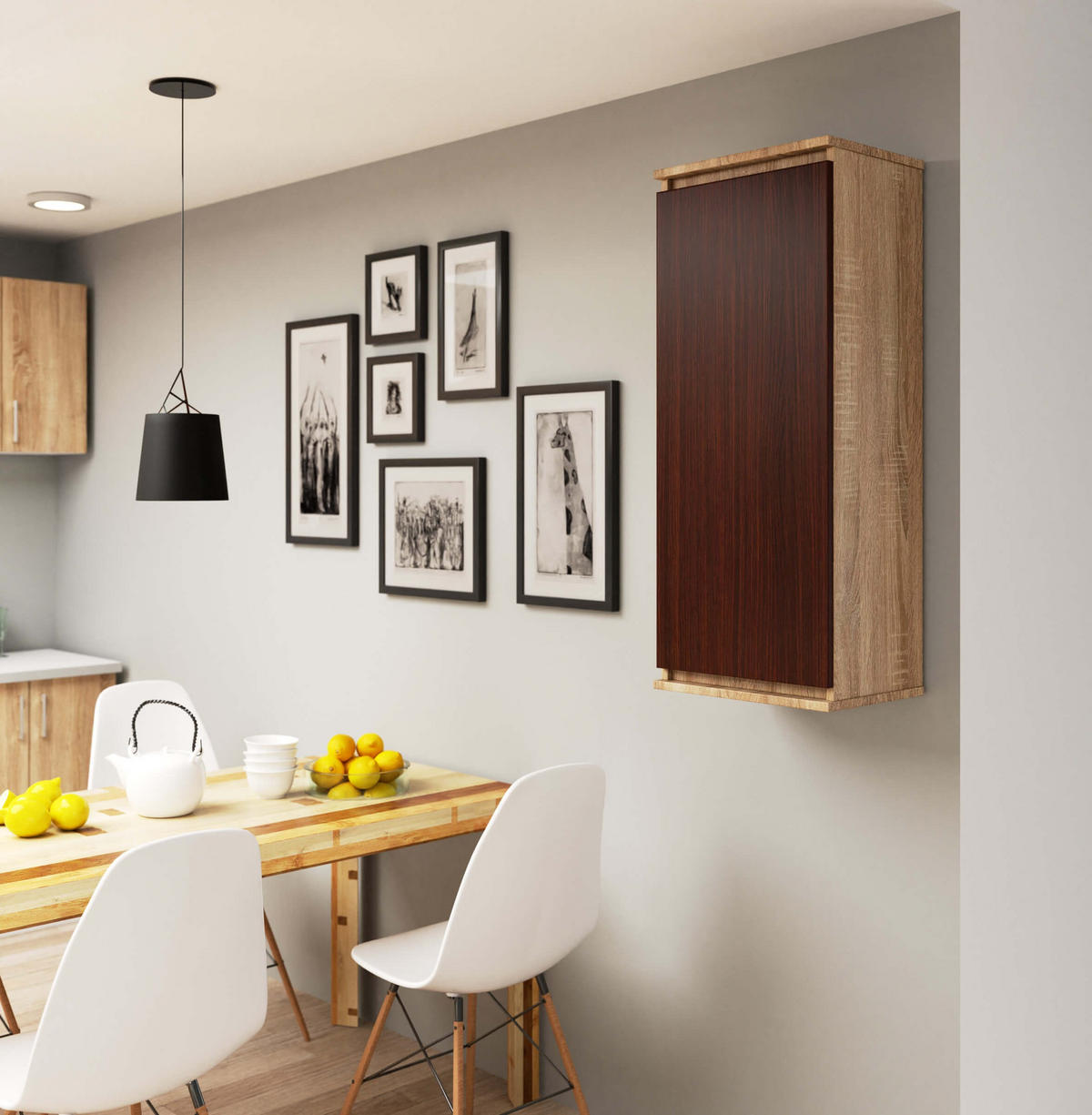 HÄNGESCHRANK Eiche Sonoma, Dunkelbraun 99/40/30 - Dunkelbraun, Holzwerkstoff (40/99/30cm) - RAUMHIRSCH FURNITURE