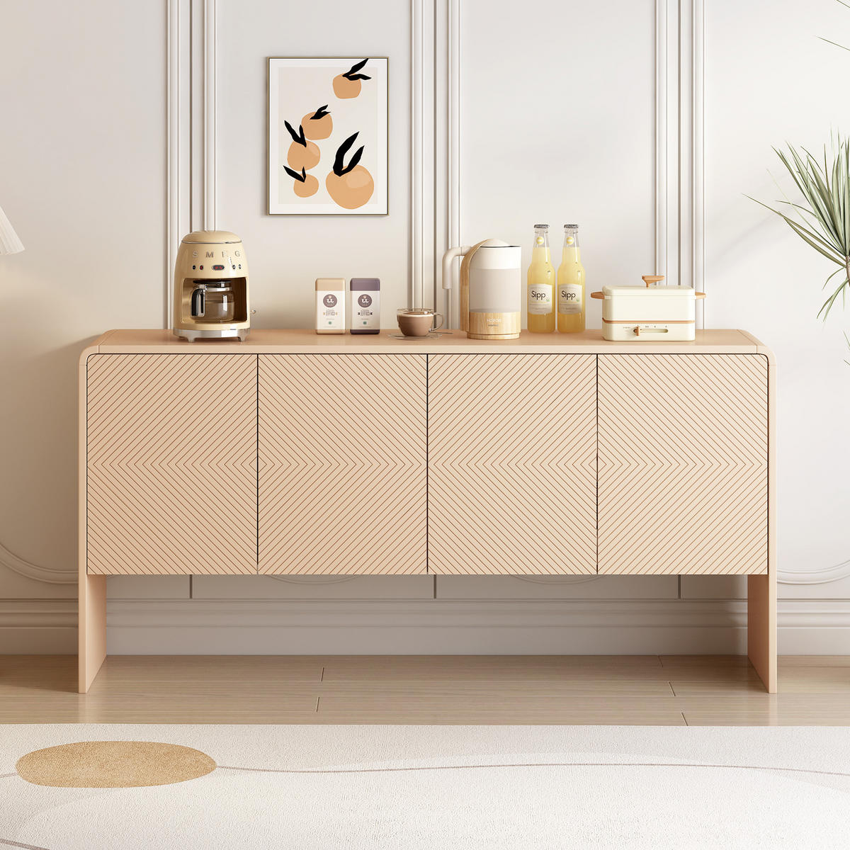 SIDEBOARD Holzoptik mit 3 Türen und viel Stauraum - Eichefarben, Holzwerkstoff (152.5/76.5/40cm) - Urban Meuble