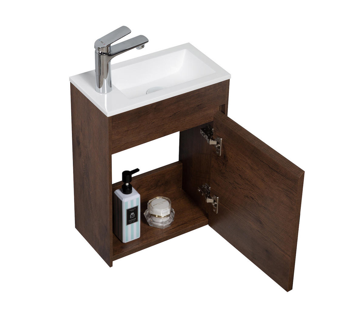 GÄSTE-WC-MÖBELSET Sinta 2 Teile Walnuss Braun - 40 x 22 x 54 cm - Walnussfarben/Braun, Holz (40/54/22cm) - Badplaats