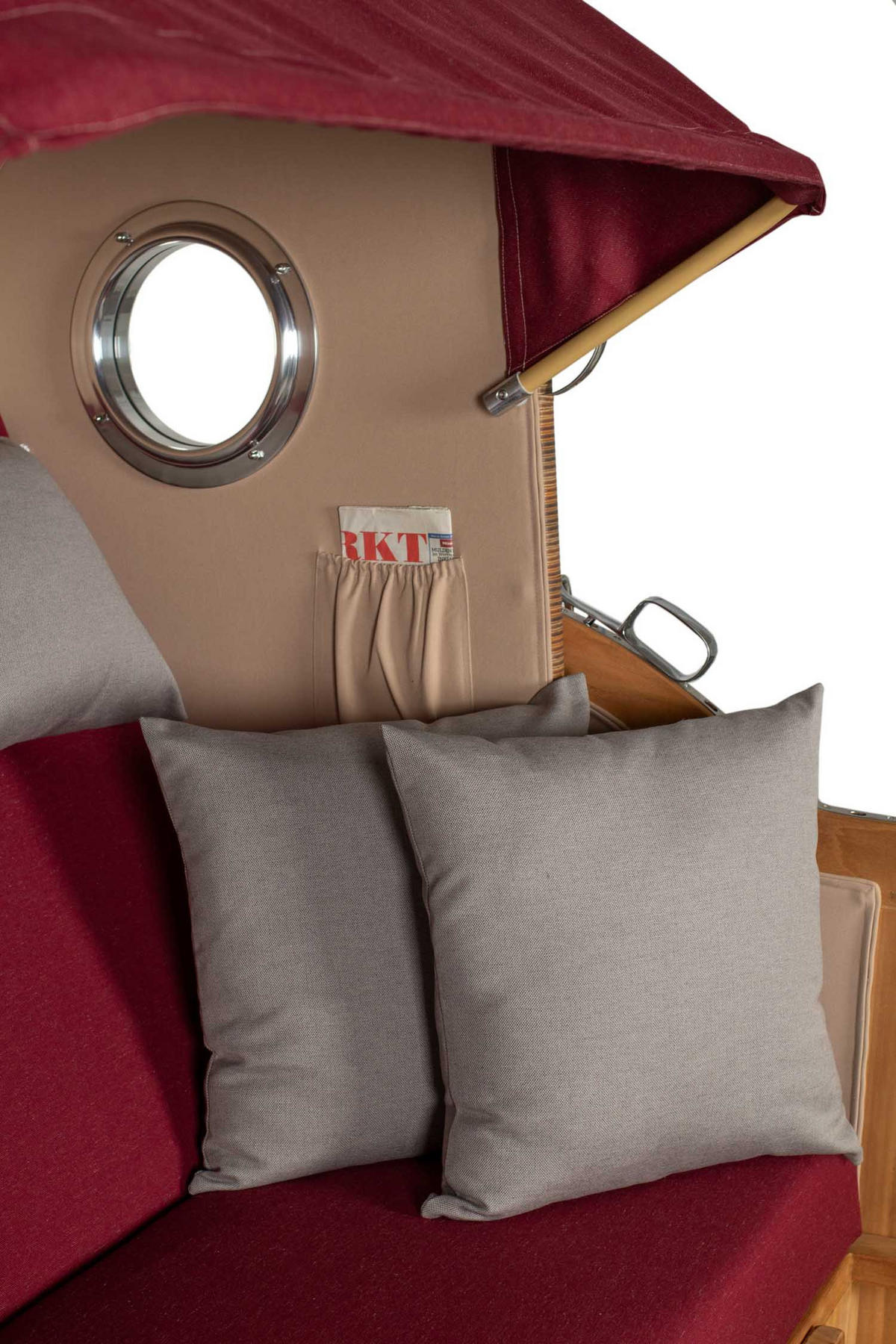 STRANDKORB XXL Düne Grande Teak Banana - Rot/Braun, Metall (142/170/95cm) - Mr. Deko