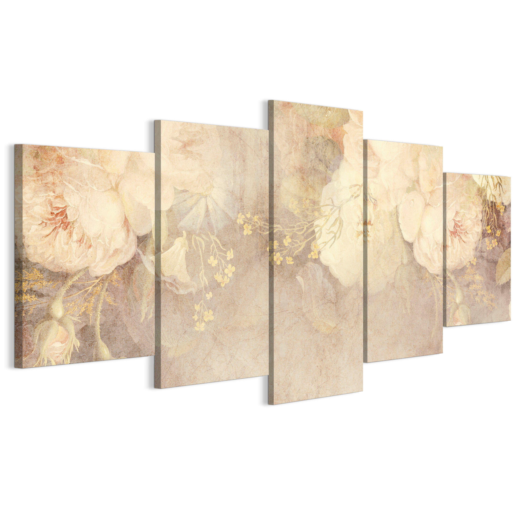 LEINWANDBILD Magnolie 5-tlg. 150x75 cm - Multicolor, Holz (150/75cm) - LUMASOUL